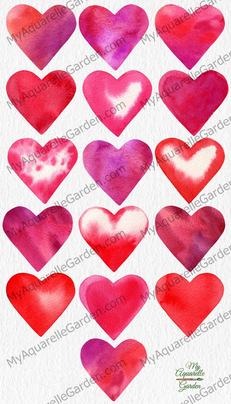 red-hearts-watercolor-hand-painted-clipart