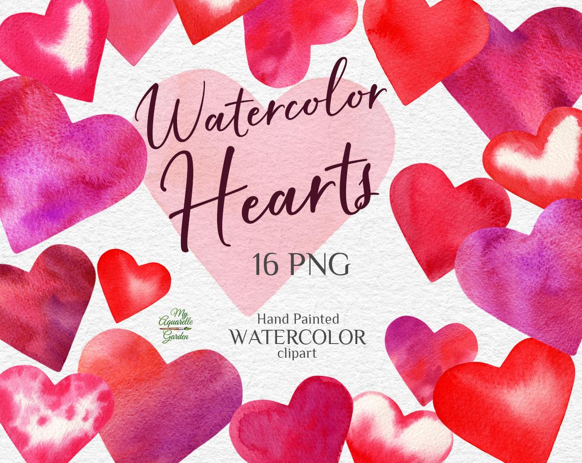 red-hearts-watercolor-hand-painted-clipart