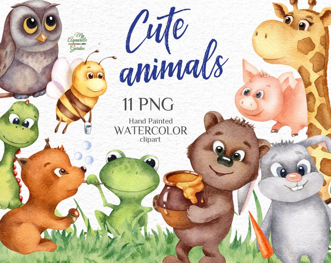 cute-cartoon-animlas-watercolor-hand-painted-printable-clipart 