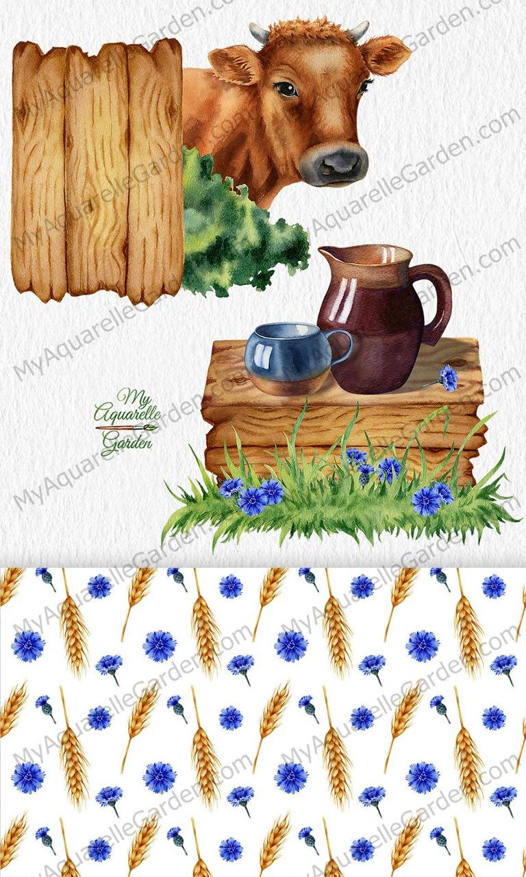 pasture-cow-calf-watercolor-hand-painted-clipart-2
