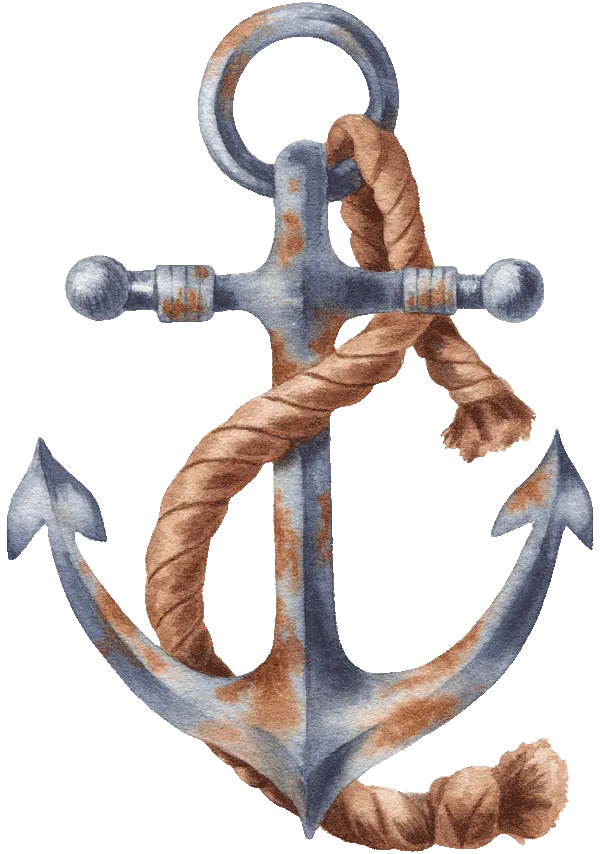 Anchor. Watercolor hand-painted clipart by MyAquarelleGarden.
