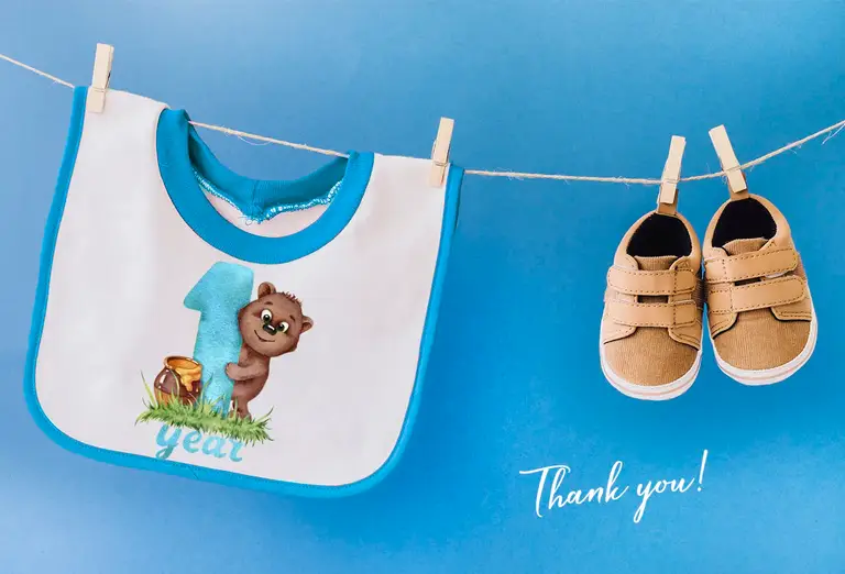 Baby bib with cartoon bear mockup