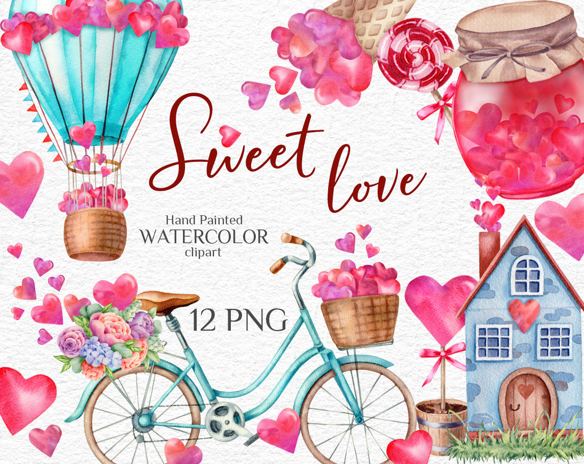 Sweet love. Valentines elements. 