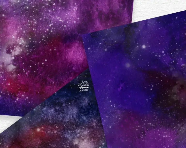 Outer space background texture. Watercolor hand-painted clipart.