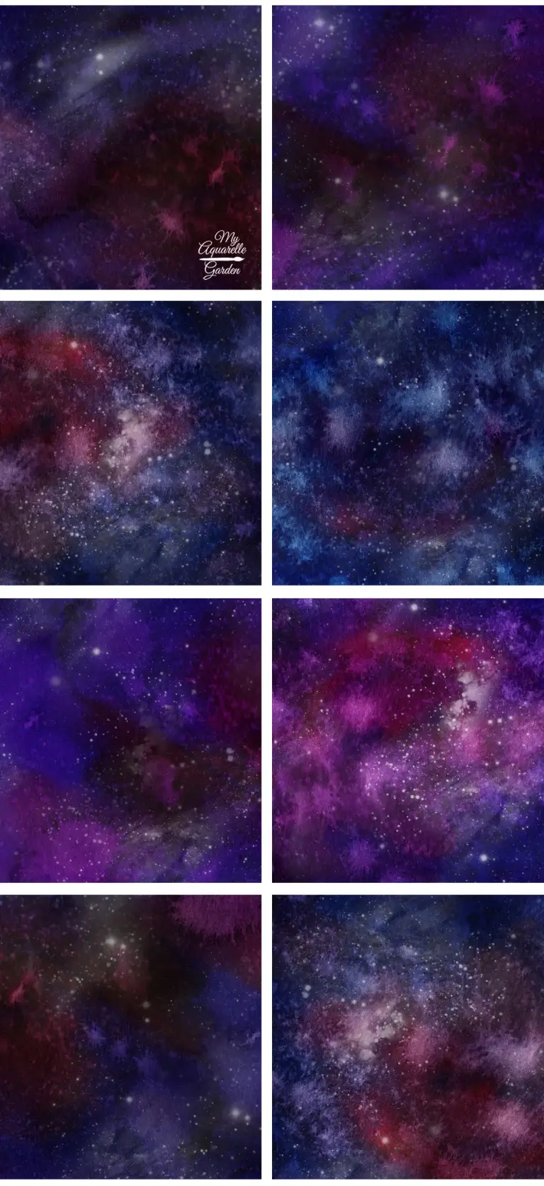 Outer space background texture. Watercolor hand-painted clipart.